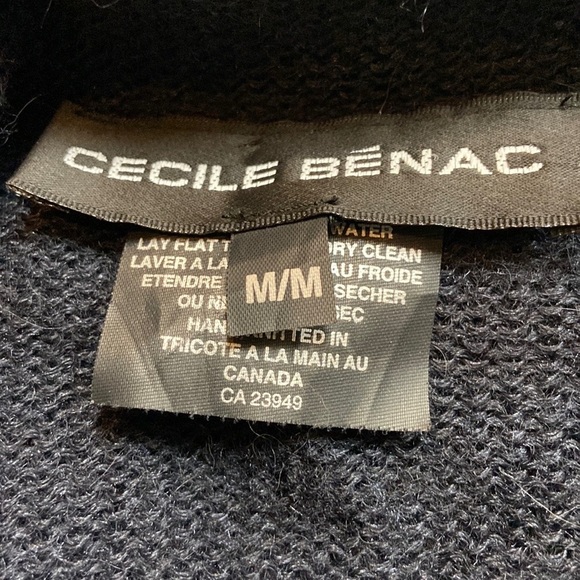 Cecile Benac M Black Wool/Silk Blend Open Front Cardigan - Picture 8 of 9